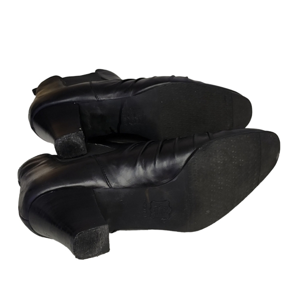 VINTAGE ROS HOMMERSON Ruched Leather Booties 10W Black Chelsea Ankle Booties - Picture 11 of 16